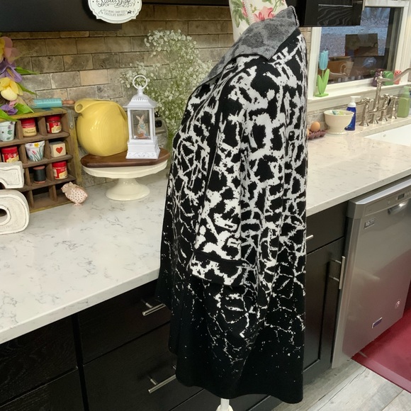 Ming Wang Relaxed Fit Open Front Kimono Cardigan Black White Small Medium New - Picture 3 of 13
